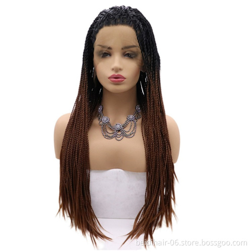 wholesale jumbo glueless transparent micro braided cornrow lace wig twist for black women pre braided wig